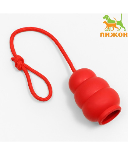 Игрушка для собак Граната на веревке термопластичная резина 10,5*5см красная Пижон Игрушка для собак Граната на веревке термопластичная резина 10,5*5см красная Пижон