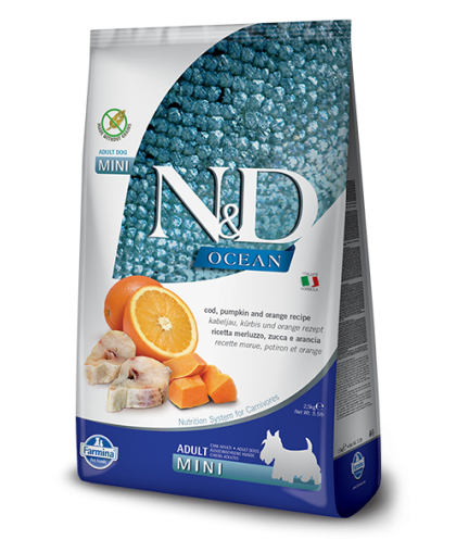 Фармина/Farmina N&D корм для собак мелких пород Треска с апельсином и тыквой 800гр Фармина/Farmina N&D корм для собак мелких пород Треска с апельсином и тыквой 800гр
