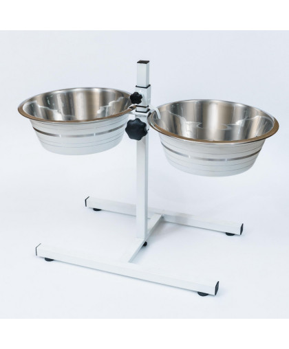 Подставка + 2 миски металлические 2*2,8л регулируемая Double Diner белый Алькор Подставка + 2 миски металлические 2*2,8л регулируемая Double Diner белый Алькор
