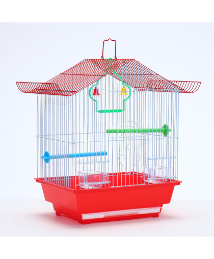 Клетка для птиц укомплектованная с кормушками 30*23*39см красная Пижон Клетка для птиц укомплектованная с кормушками 30*23*39см красная Пижон
