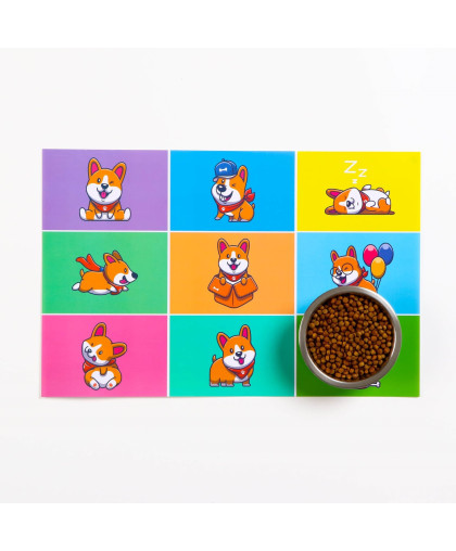 Коврик под миску Веселый корги 43*28см Пижон Коврик под миску Веселый корги 43*28см Пижон