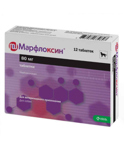 Марфлоксин 80мг 12таб для кошек и собак (при заб-х бакт. и микоплазм. этиол) Марфлоксин 80мг 12таб для кошек и собак (при заб-х бакт. и микоплазм. этиол)