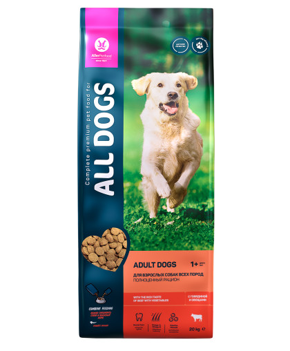 Олл Догс/All Dogs корм для собак Говядина с овощами  20кг