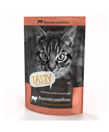 Тэсти/Tasty пауч корм для кошек Говядина в желе 85г*25 Тэсти/Tasty пауч корм для кошек Говядина в желе 85г*25