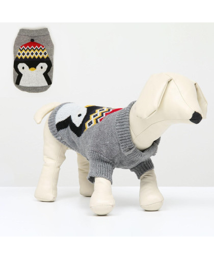 Свитер для собак Пингвин рL спинка 35см серый Свитер для собак Пингвин рL спинка 35см серый
