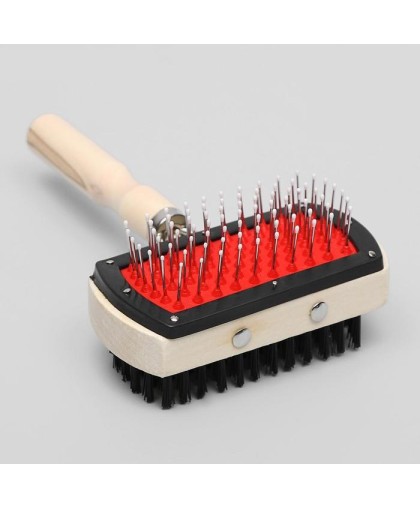 Расческа-щетка двусторонняя с деревянной ручкой 10*17см Пижон Расческа-щетка двусторонняя с деревянной ручкой 10*17см Пижон