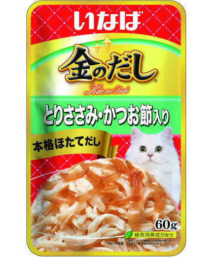 Инаба/INABA КИННОДАСИ пауч для кошек куриное филе, кацуобуси (вяленая стружка тунца) 60гр*48 Инаба/INABA КИННОДАСИ пауч для кошек куриное филе, кацуобуси (вяленая стружка тунца) 60гр*48