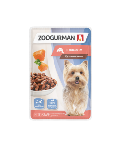 Зоогурман пауч корм для собак Кусочки в желе с Лососем 85гр*30 Зоогурман пауч корм для собак Кусочки в желе с Лососем 85гр*30