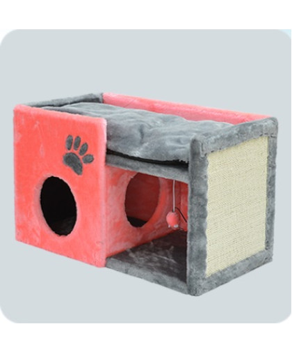 Когтеточка Дом с лежанкой серо-розовая 700х370х420мм Зооник Когтеточка Дом с лежанкой серо-розовая 700х370х420мм Зооник