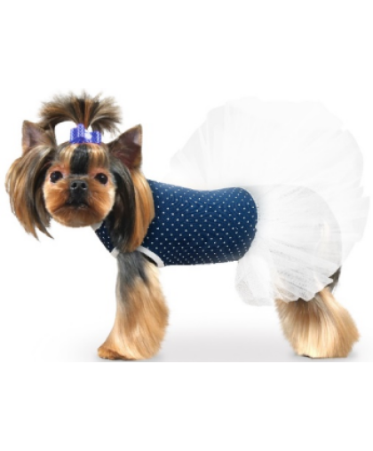  Платье Горох р.L спинка  29-32см белый ZooTrend