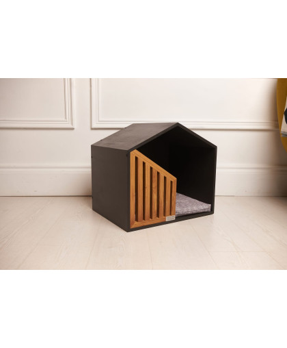 Дом деревянный черный с матрасом со съемным чехлом 42*42*35см Дом деревянный черный с матрасом со съемным чехлом 42*42*35см