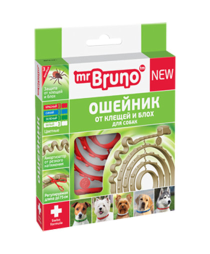  Мистер Бруно Био Ошейник для собак от блох  75см красный*24