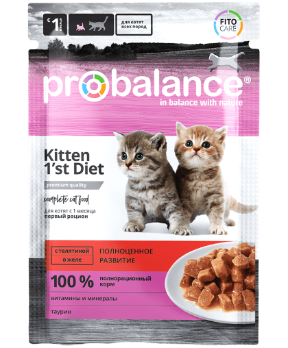 Пробаланс/Probalance пауч корм для котят телятина желе 85гр*28 Пробаланс/Probalance пауч корм для котят телятина желе 85гр*28