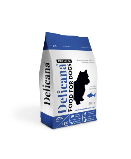 Деликана/Delicana корм для собак мелких пород Лосось с рисом  400гр*20