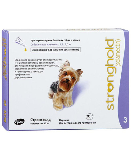 Стронгхолд 30 мг,1 пип. для собак 2,6-5,0кг (в уп. 3 шт) Стронгхолд 30 мг,1 пип. для собак 2,6-5,0кг (в уп. 3 шт)