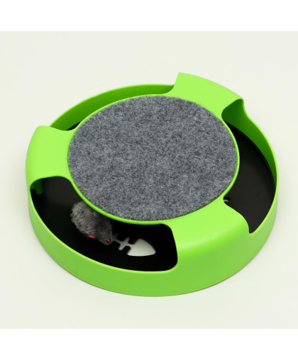 Игрушка для кошек интеррактивная круг с подвижной мышкой зеленый Пижон Игрушка для кошек интеррактивная круг с подвижной мышкой зеленый Пижон