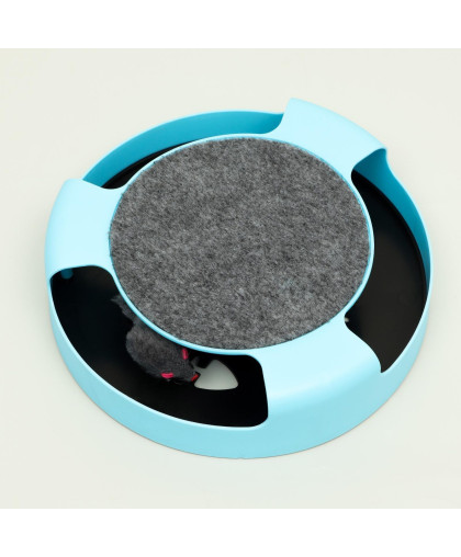 Игрушка для кошек интеррактивная круг с подвижной мышкой голубой Пижон Игрушка для кошек интеррактивная круг с подвижной мышкой голубой Пижон