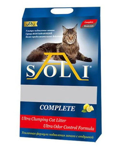  Наполнитель бентонитовый комкующийся А-Соли/A-Soli (fresh light)Complete Лимон  5л/4кг*4