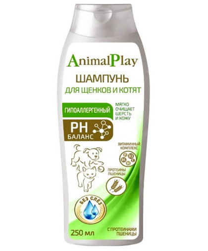 Шампунь Энимал плей/Animal Play для щенков и котят Гипоаллергенный с протеином и пшеницей 250мл*12 Шампунь Энимал плей/Animal Play для щенков и котят Гипоаллергенный с протеином и пшеницей 250мл*12
