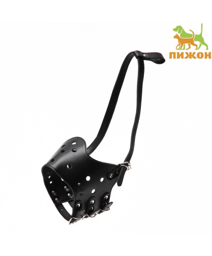 Намордник кожаный регулируемый №5 ДН9,3см ОМ32-40см черный Пижон