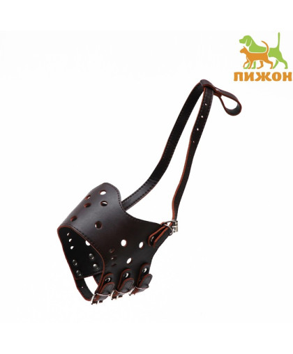 Намордник кожаный регулируемый №5 ДН9,3см ОМ32-40см коричневый Пижон