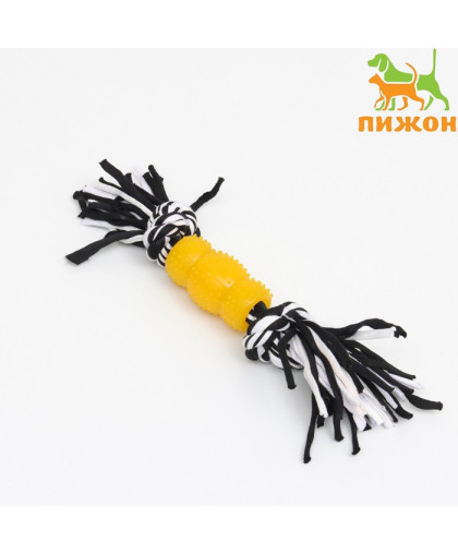 Игрушка для собак канатная с леденцом 25см черная/желтая Пижон Игрушка для собак канатная с леденцом 25см черная/желтая Пижон