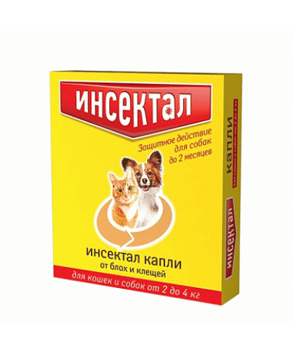  Инсектал Капли для кошек и собак  2-4кг*60