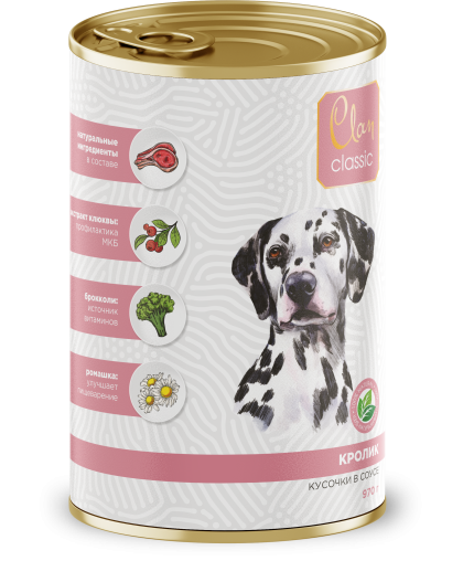Клан/Clan Classic консервы корм для собак кусочки в соусе кролик 970гр*6 Клан/Clan Classic консервы корм для собак кусочки в соусе кролик 970гр*6