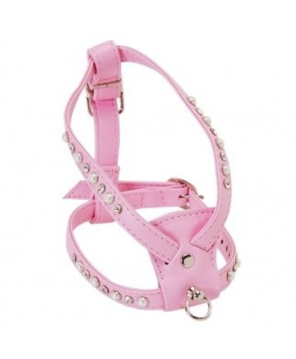 Шлейка для собак со стразами светло-розовая LION