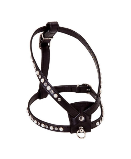 Шлейка для собак со стразами черная LION