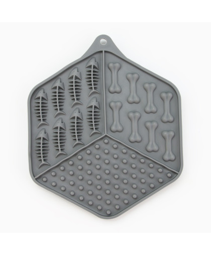 Миска для медленного кормления Лизательный коврик серый 18,5*16см Пижон Миска для медленного кормления Лизательный коврик серый 18,5*16см Пижон