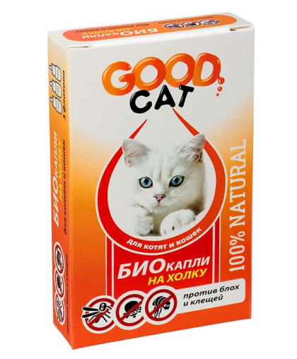  Гуд Кэт Био КАПЛИ для кошек и котят от блох и клещей 3 флакона по  1мл