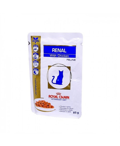  Роял Канин/Royal Canin пауч  85гр корм для кошек Ренал диета при почечных заболеваниях Цыпленок*12