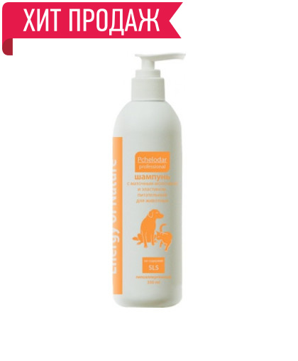 Шампунь Пчелодар для собак и кошек проф. Питательный с маточным молочком и эластином 350 мл*20