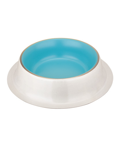  Миска металлическая противоскользящая Zaara  250мл бело-голубая Зооник