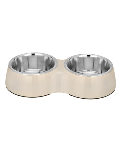  Миска металлическая двойная белая Melamine  2*800мл Зооник