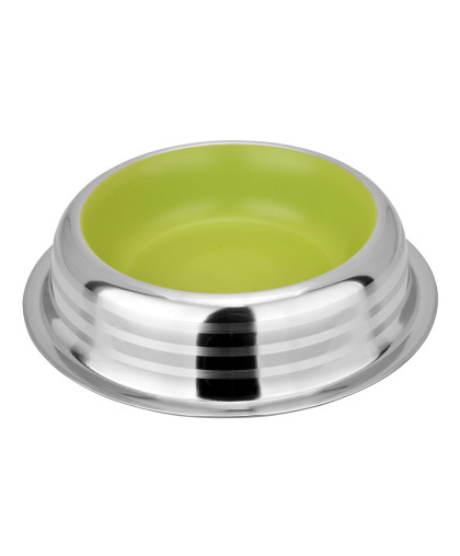  Миска металлическая ребристая с резинкой  470мл салатовая Зооник
