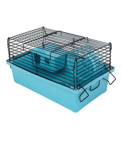  Клетка для грызунов укомплектованная домик, колесо, миска  28*17*18см бежевая Уют