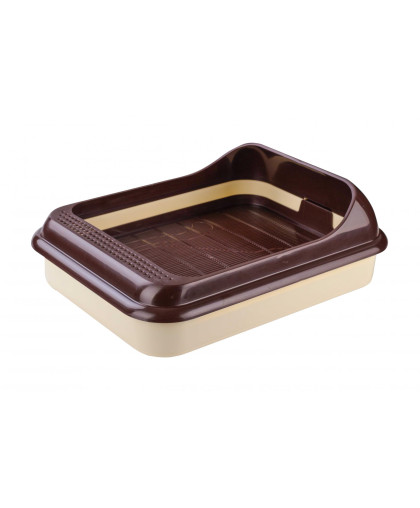  Туалет для кошек Верный друг с решеткой  45*35*15 см слоновая кость Альтернатива