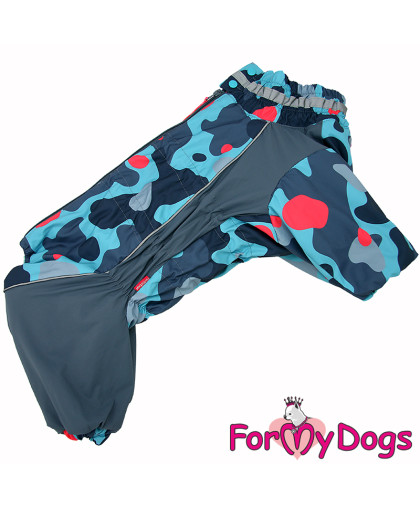  Комбинезон утепленный для собак для мальчиков Камуфляж рС2 спинка  60см серый/синий Formydogs