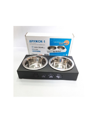 Подставка + 2 миски металлические 2*240мл Дружок-1 Подставка + 2 миски металлические 2*240мл Дружок-1