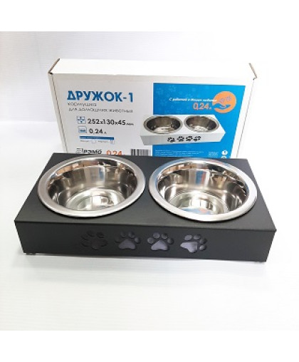 Подставка + 2 миски металлические 2*360мл Дружок-2 Подставка + 2 миски металлические 2*360мл Дружок-2