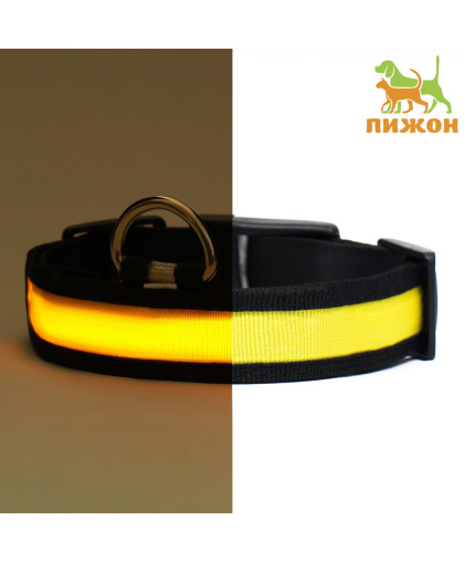Ошейник для собак с подсветкой Flash 3 режима свечения рL ОШ 45-52см *2,5см желтый Пижон Ошейник для собак с подсветкой Flash 3 режима свечения рL ОШ 45-52см *2,5см желтый Пижон