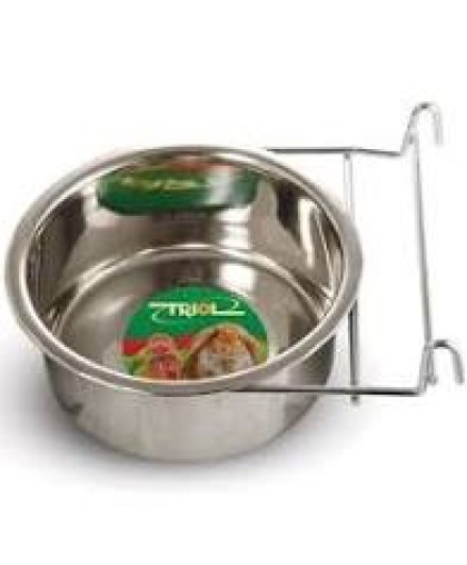 Миска металлическая на держателе для пт/грыз 1,35л Триол Миска металлическая на держателе для пт/грыз 1,35л Триол