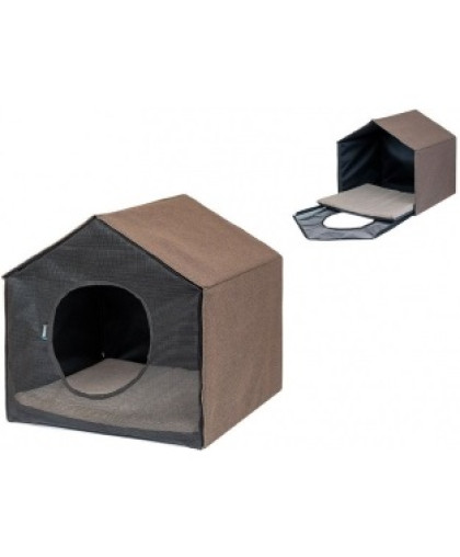 Дом-лежанка Хайтек Секция с жестким каркасом, раскладывающаяся, рогожка 39*33*37см коричневая Дарэлл Дом-лежанка Хайтек Секция с жестким каркасом, раскладывающаяся, рогожка 39*33*37см коричневая Дарэлл