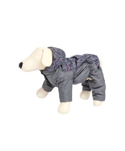  Комбинезон для собак на синтепоне р35 спинка  35см для девочки серый/принт OSSO