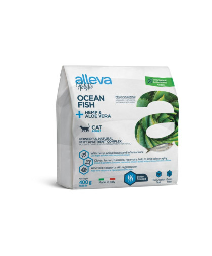 Аллева/Alleva Холистик Беззерновой корм для кошек Океаническая рыба/конопля/алое 400гр Аллева/Alleva Холистик Беззерновой корм для кошек Океаническая рыба/конопля/алое 400гр
