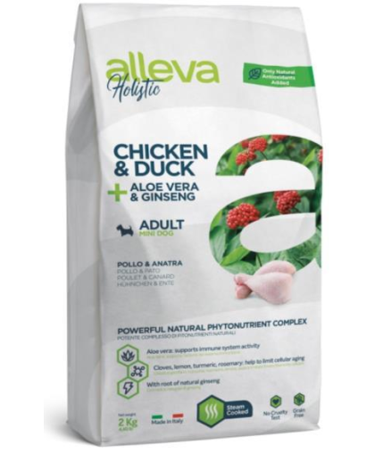  Аллева/Alleva Холистик Беззерновой корм для собак мелких пород Курица/утка/алое/женьшень  2кг