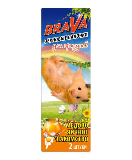 Брава/BraVa лакомство для попугаев палочки медово-яичные 2шт*18 Брава/BraVa лакомство для попугаев палочки медово-яичные 2шт*18
