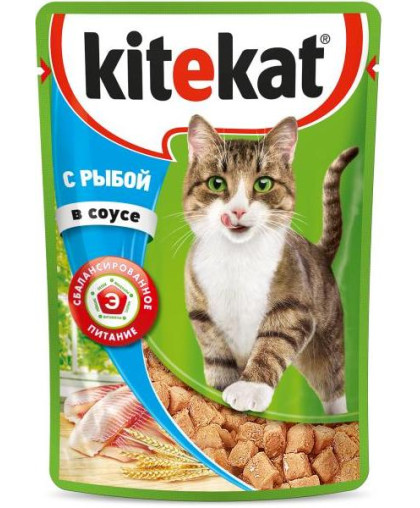  Китекет/Kitekat  85гр корм для кошек рыба/соус*28 (пауч)